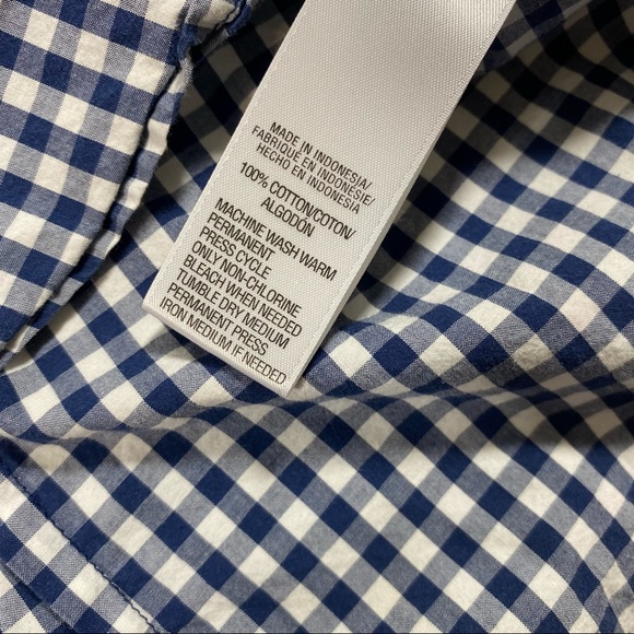 IZOD Gingham Button Down Shirt Long Adjustable Sleeve LG Cotton Blue Whi… - Picture 6 of 10